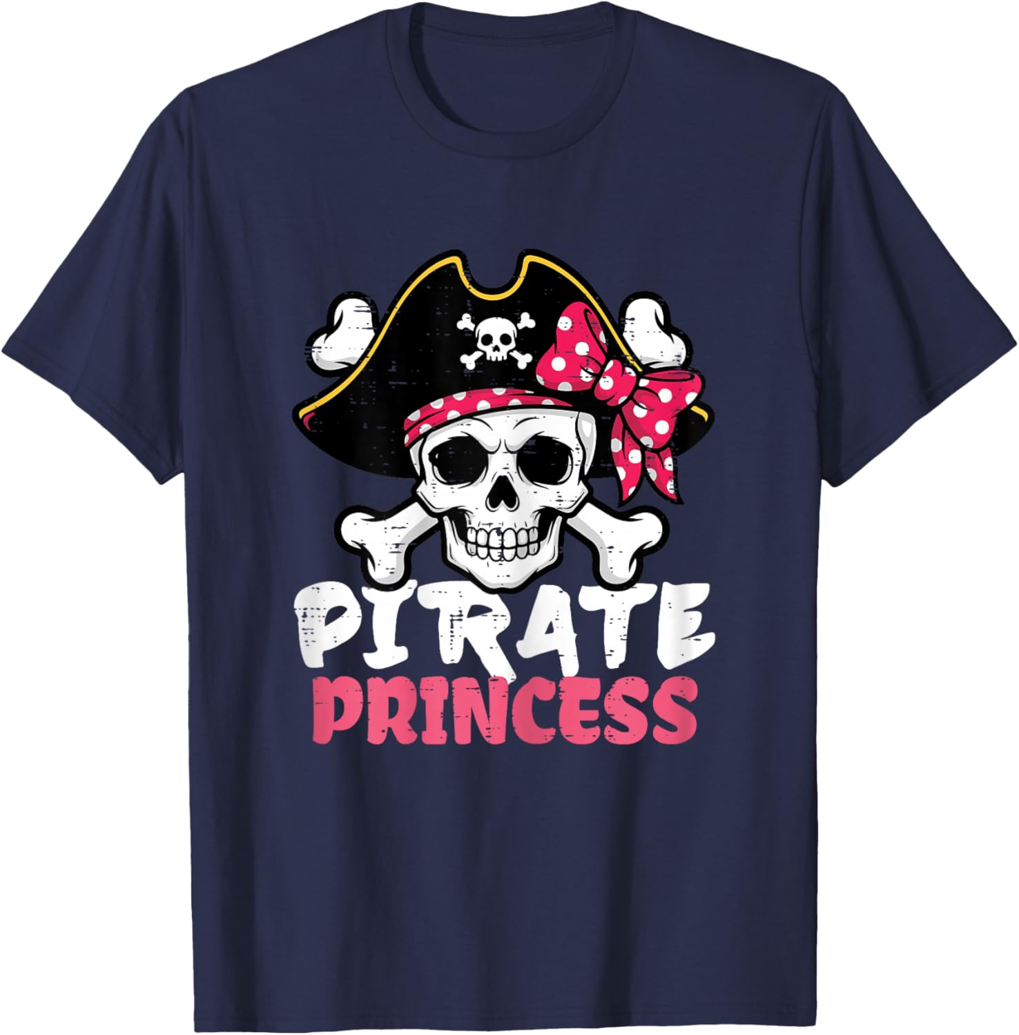 Pirate Princess Hat Coquette Bow Cute Girls Kids Toddlers T-Shirt - T-Shirt | Navy