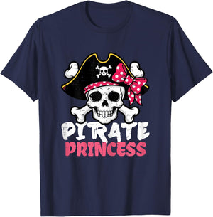 Pirate Princess Hat Coquette Bow Cute Girls Kids Toddlers T-Shirt - T-Shirt | Navy