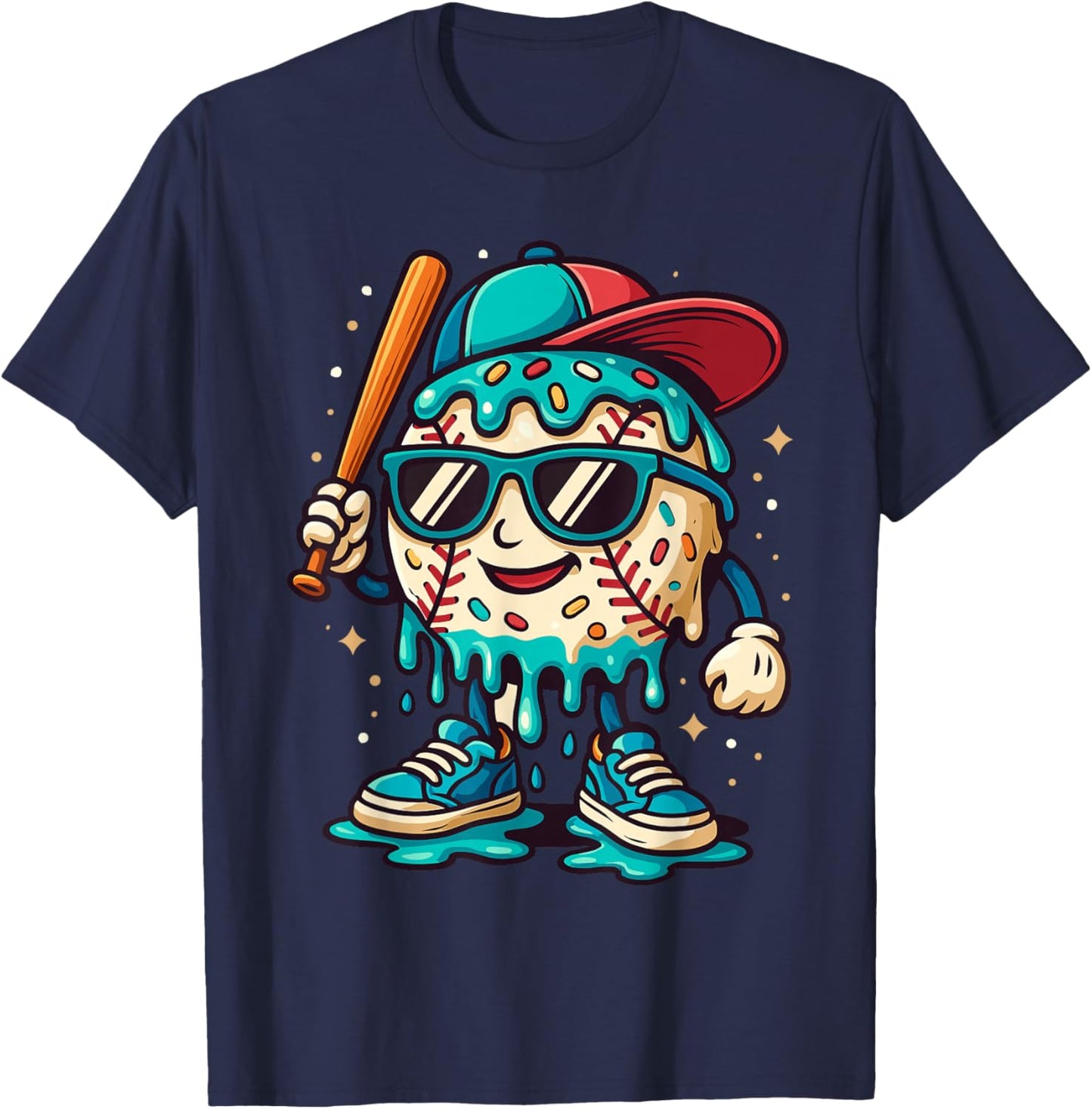 Baseball Drip Outfit Boys, Ice Cream Drip Baseball Lifestyle T-Shirt - T-Shirt | Navy