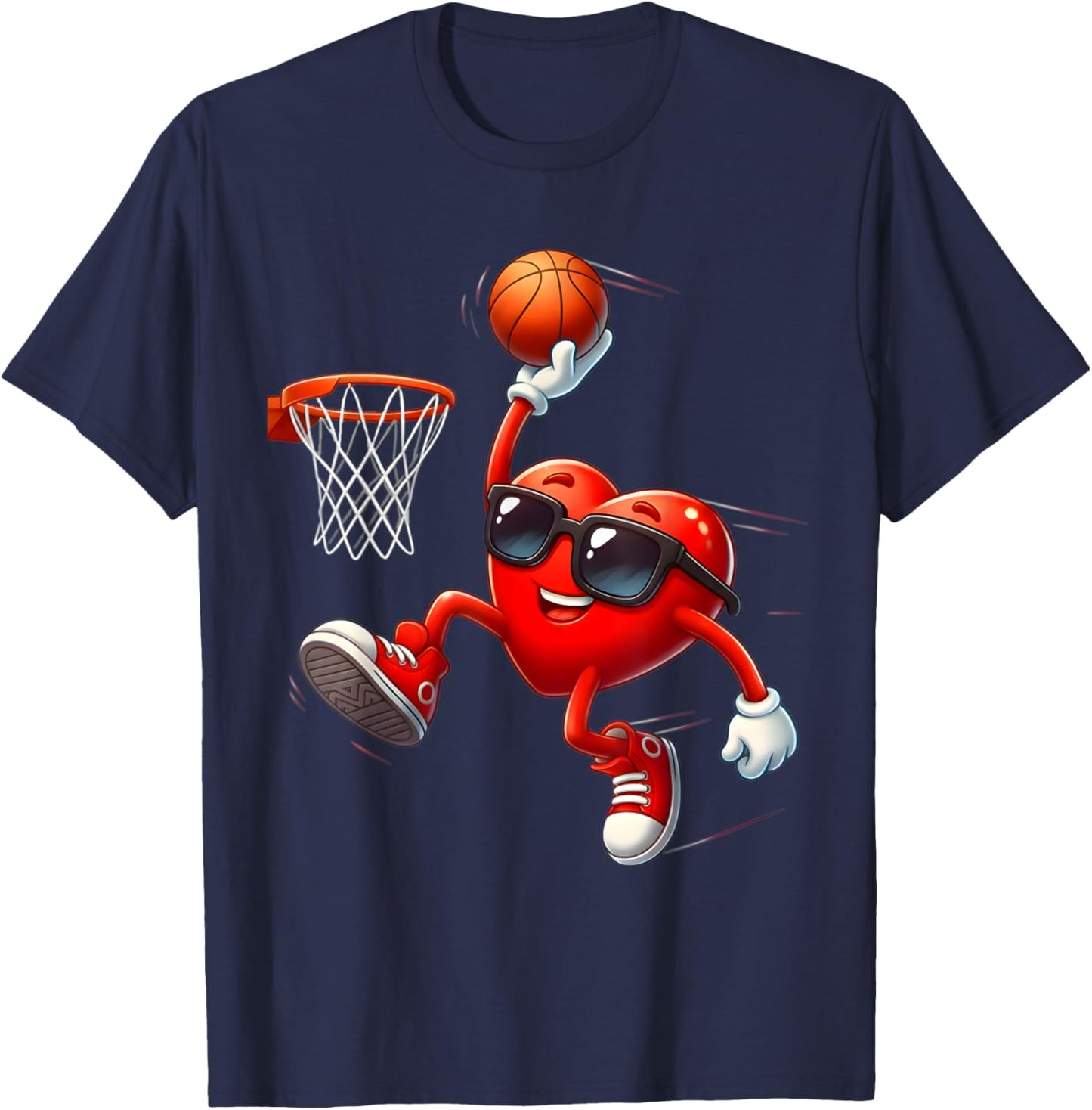 Valentines Day Basketball Dunking Sports Men Boys Kids Youth T-Shirt - T-Shirt | Navy