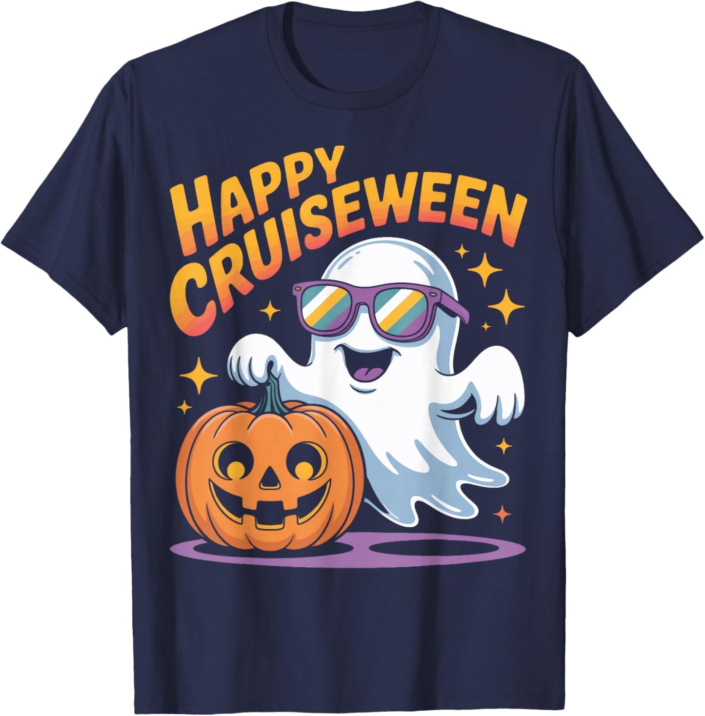 Happy Cruiseween Ghost for Halloween Cruise Party T-Shirt - T-Shirt | Navy