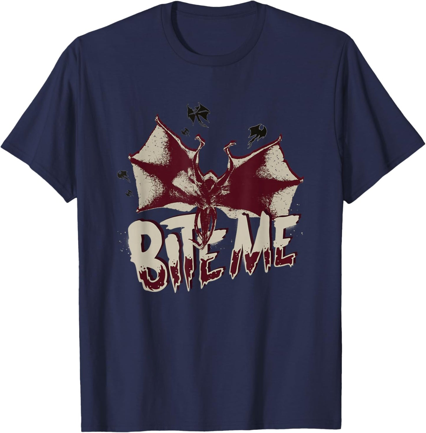 Stranger Things Vecna Bats Bite Me Horror T-Shirt - T-Shirt | Navy