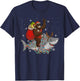 Bigfoot Riding Shark Deer Xmas Shark Christmas T-Shirt - T-Shirt | Navy