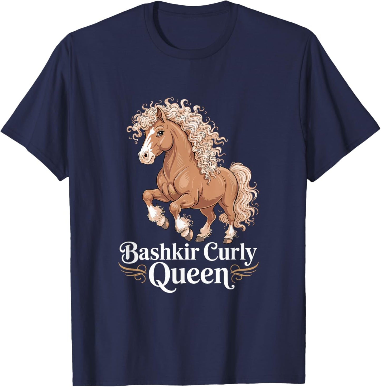 Bashkir Curly Queen Horse Lover Equestrian T-Shirt - T-Shirt | Navy