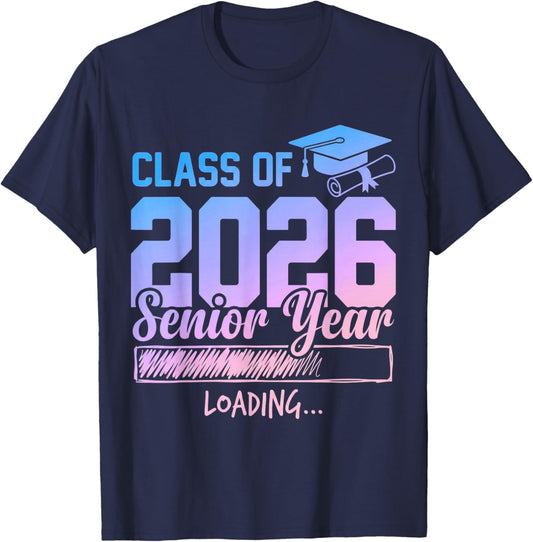 Class of 2026 Senior Year Loading Funny Senior 2026 Tie Dye T-Shirt - T-Shirt | Navy