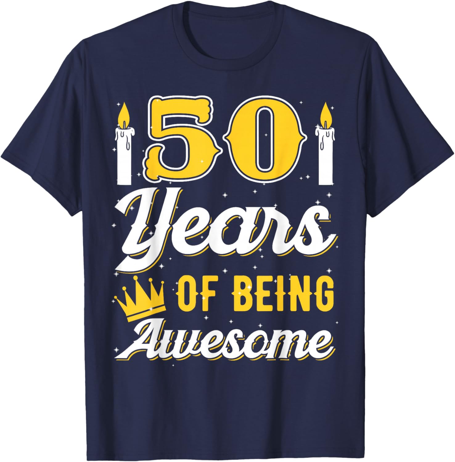 Candle 50 Birthday Party Wishes Candlelight Cake Decoration T-Shirt - T-Shirt | Navy
