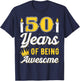 Candle 50 Birthday Party Wishes Candlelight Cake Decoration T-Shirt - T-Shirt | Navy
