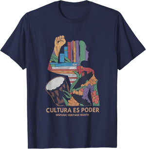 Cultura ES Poder Hispanic Heritage Latina Empowerment T-Shirt - T-Shirt | Navy
