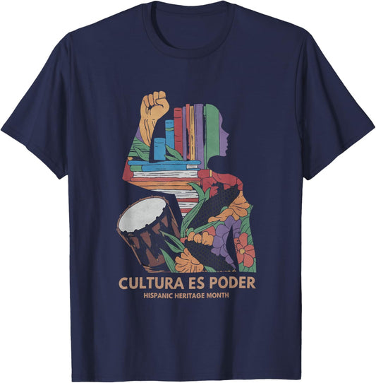 Cultura ES Poder Hispanic Heritage Latina Empowerment T-Shirt - T-Shirt | Navy