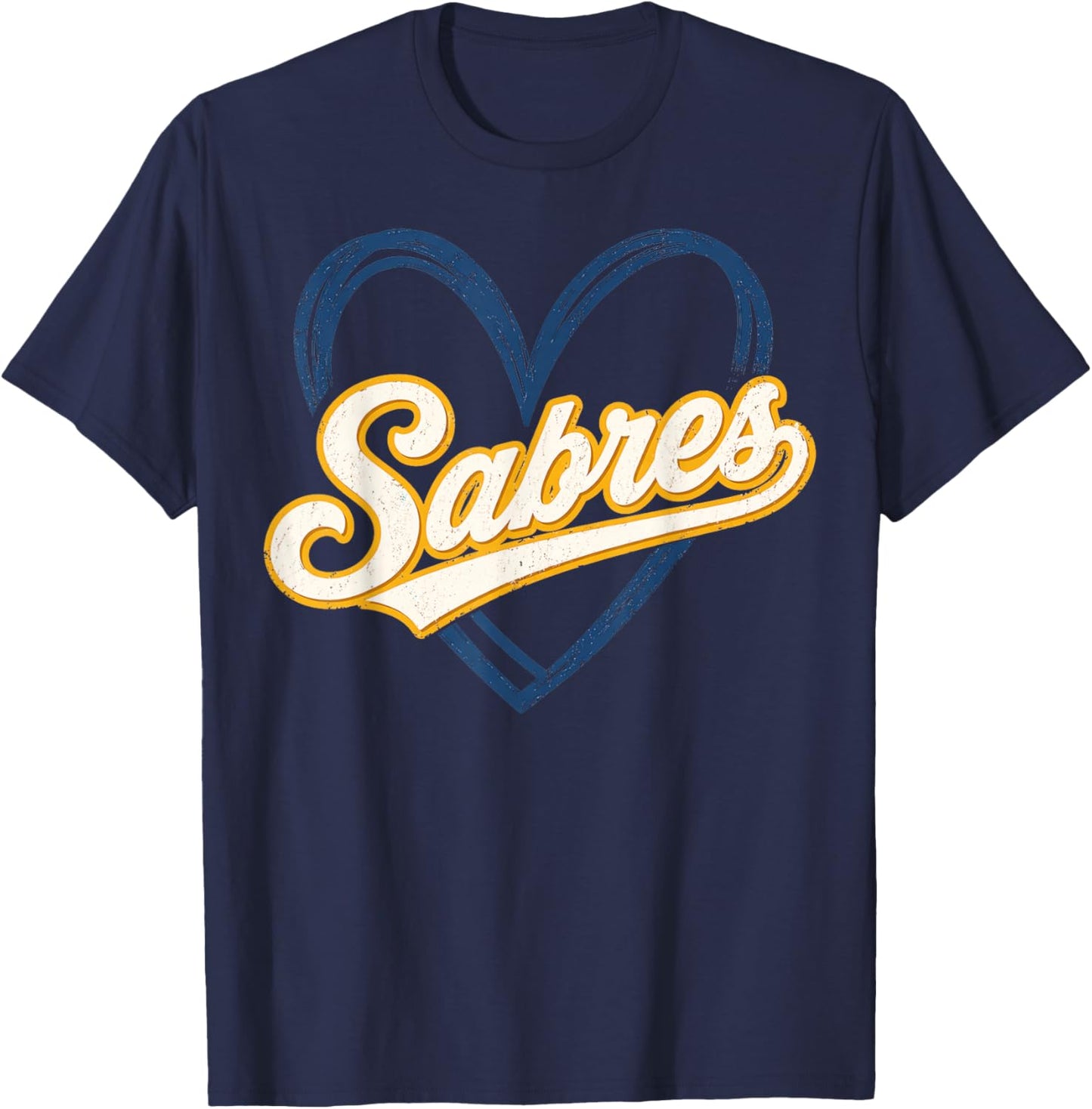 Sabres Name Retro Vintage Gift Women Boy Girl T-Shirt - T-Shirt | Navy