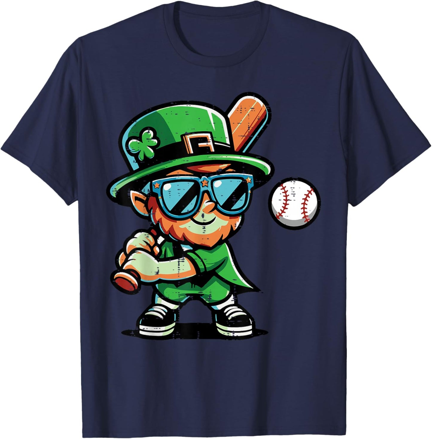 St Patricks Day Leprechaun Baseball Saint Paddys Boys Men T-Shirt - T-Shirt | Navy