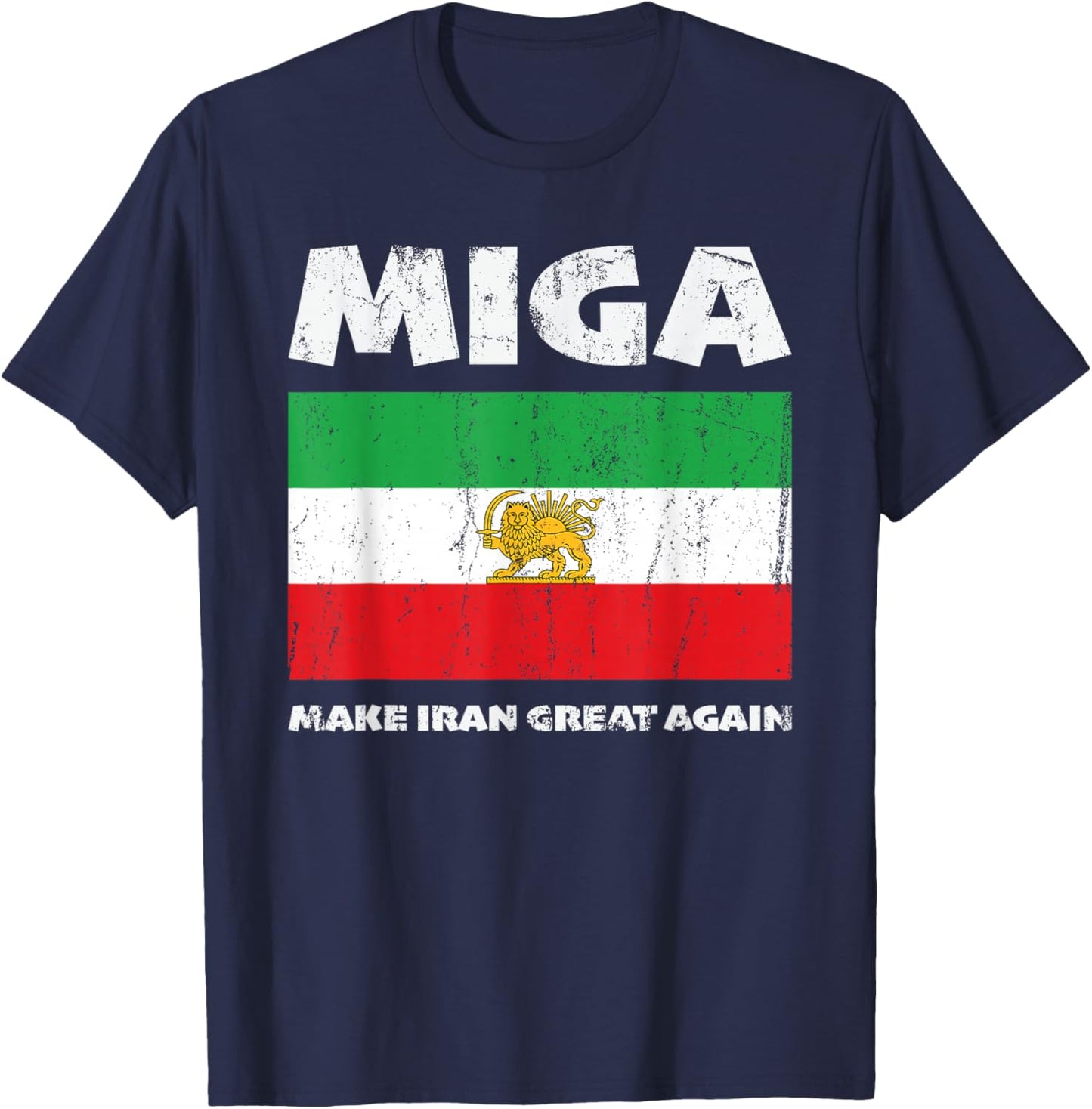 MIGA Make Iran Great Again Iran Flag Lion Men Women Kids T-Shirt - T-Shirt | Navy