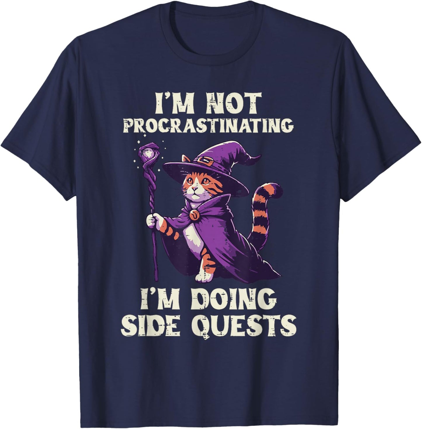 Gamer Not Procrastinating Doing Side Quests Men Women Kids T-Shirt - T-Shirt | Navy