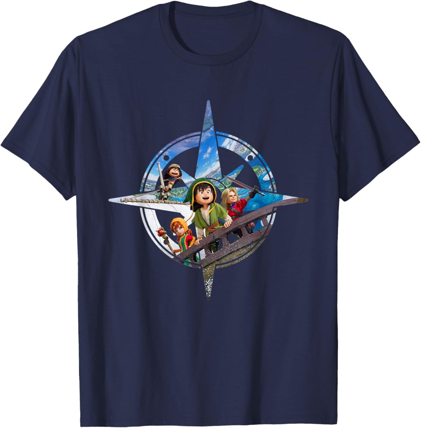 Dragon Quest VII Reimagined Compass Rose T-Shirt - T-Shirt | Navy