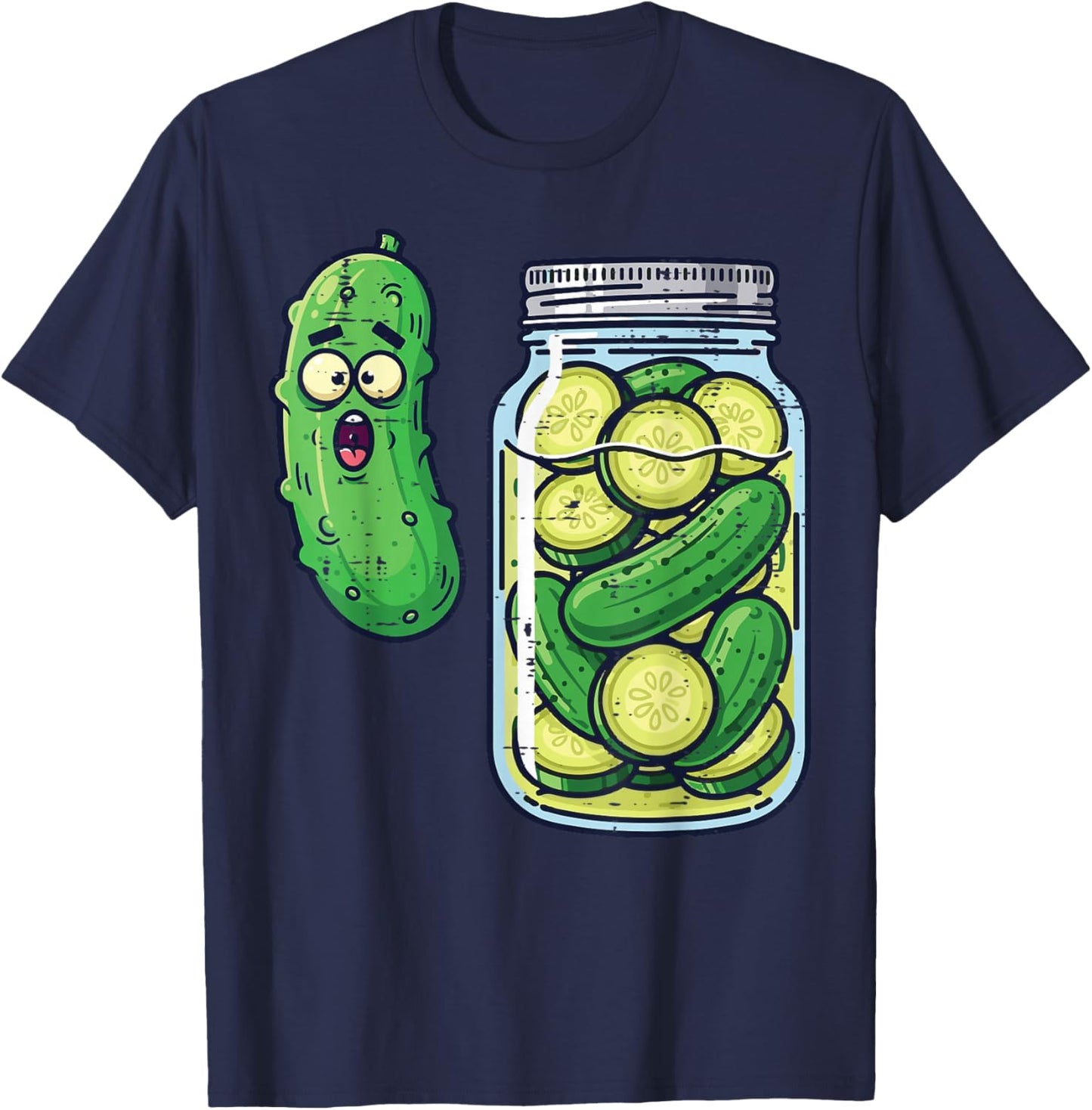 Shocked Pickle Jar Funny Meme Food Humor Men Women Kids T-Shirt - T-Shirt | Navy
