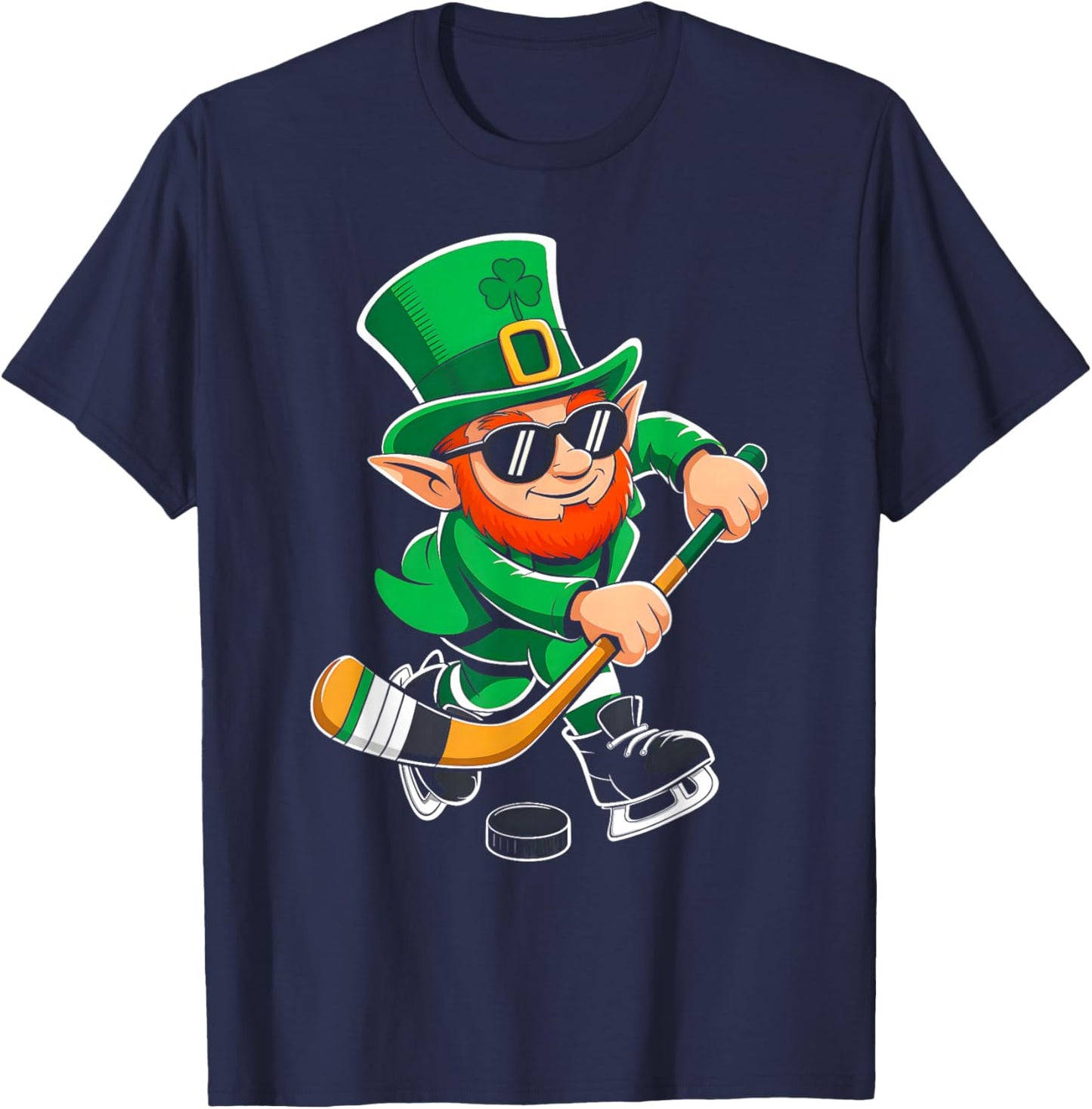St Patricks Day Hockey Leprechaun Saint Pattys Boys Men Kids T-Shirt - T-Shirt | Navy