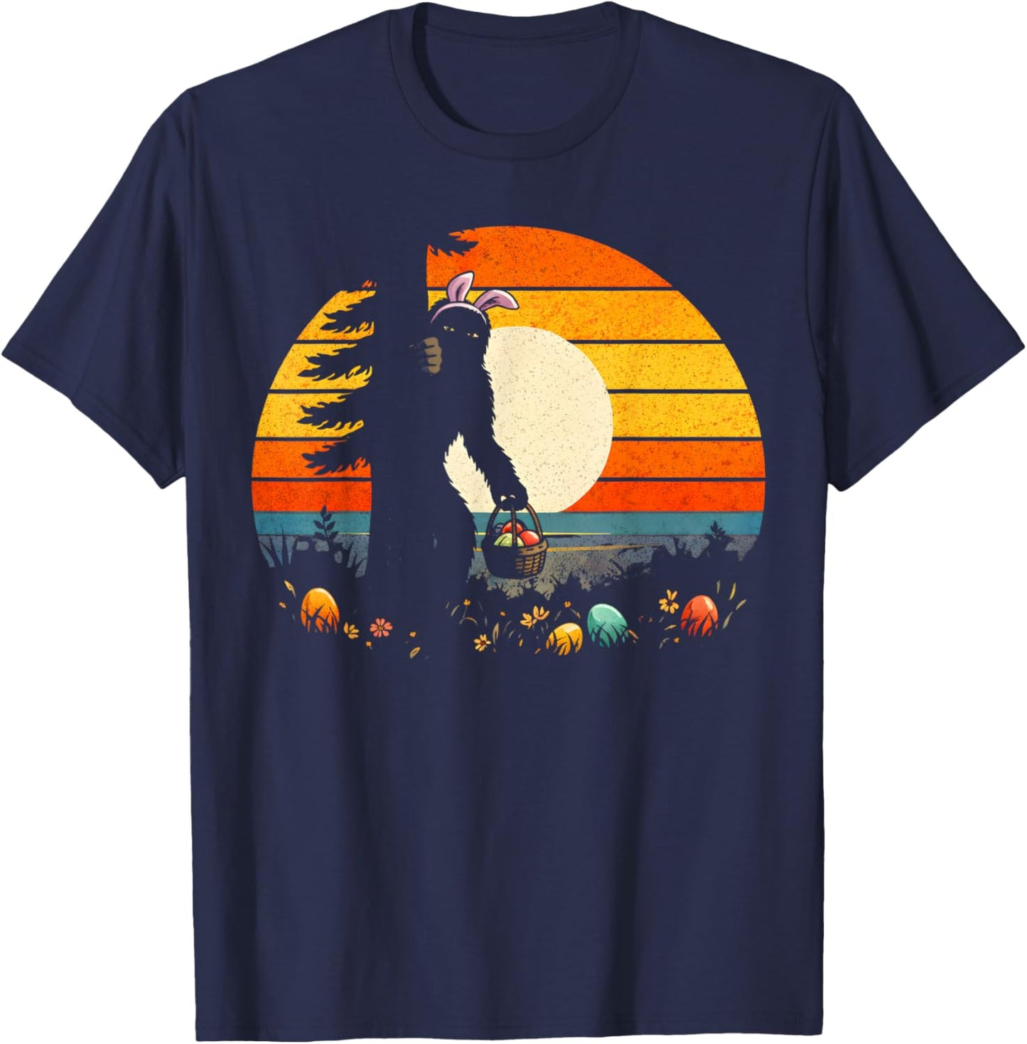 Funny Bigfoot Bunny Easter Egg Sasquatch Easter Day T-Shirt - T-Shirt | Navy