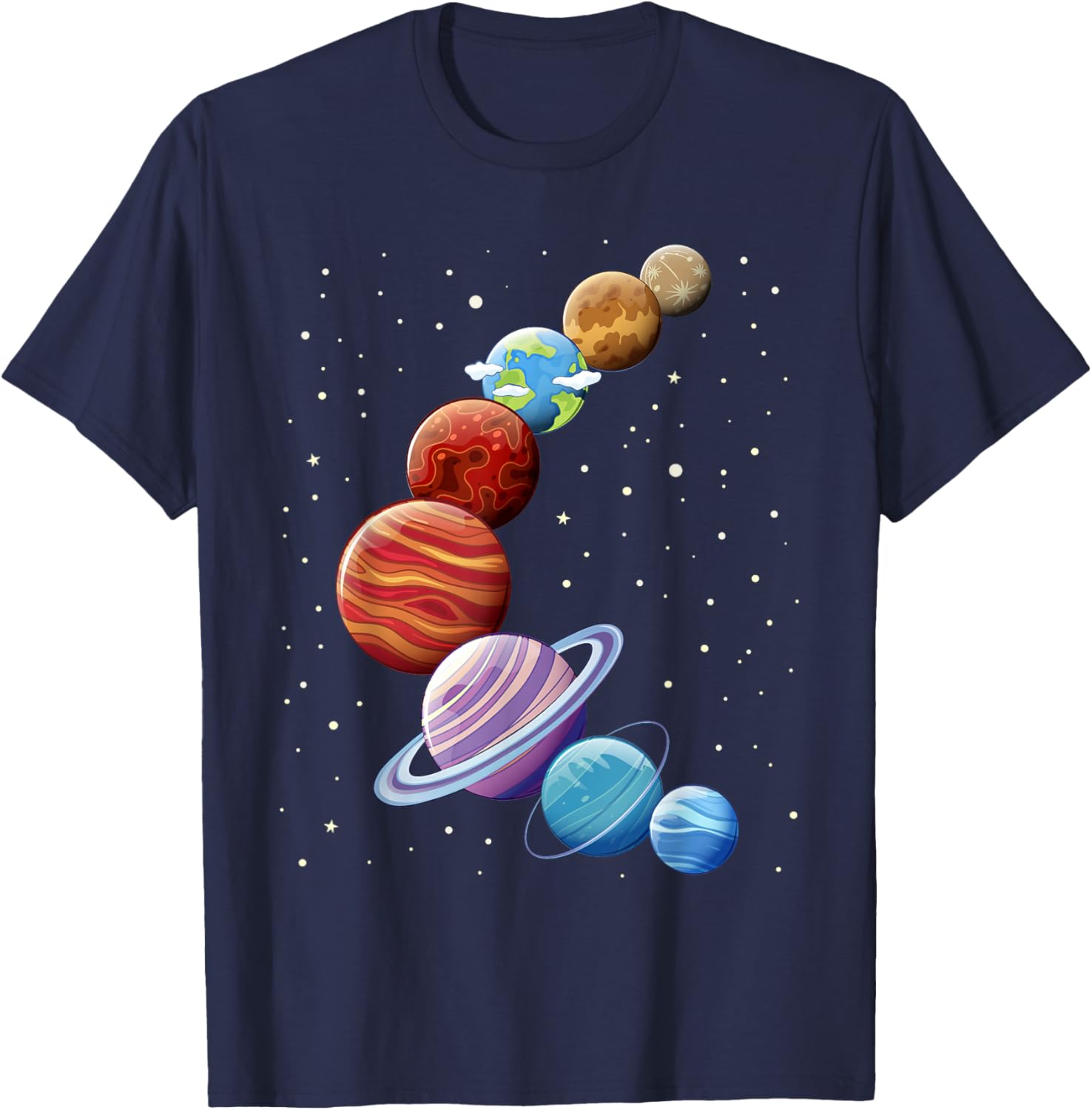 Planets Space Galaxy Solar System Men Women Kids T-Shirt - T-Shirt | Navy