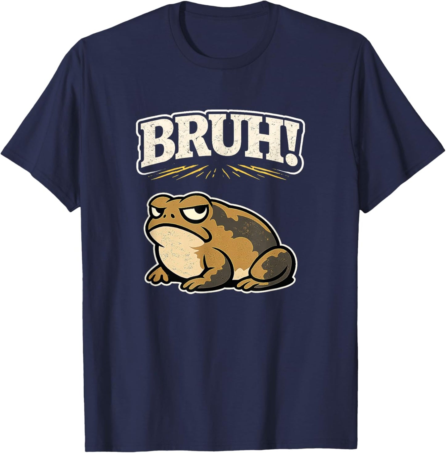 Bruh Grumpy Toad Graphic | Funny Angry Animal Humor T-Shirt - T-Shirt | Navy