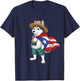Siberian Husky Puerto Rico Flag Rican Taino Boricua Kids T-Shirt - T-Shirt | Navy