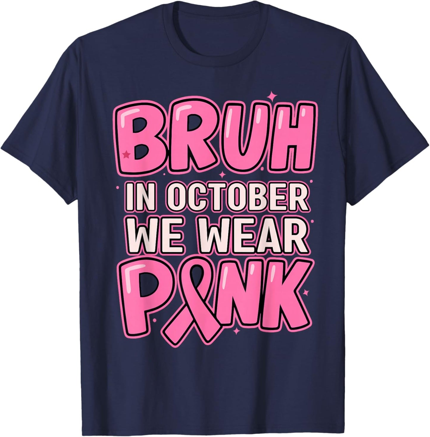 Breast Cancer Awareness October We Wear Pink Boys Kids Teens T-Shirt - T-Shirt | Navy