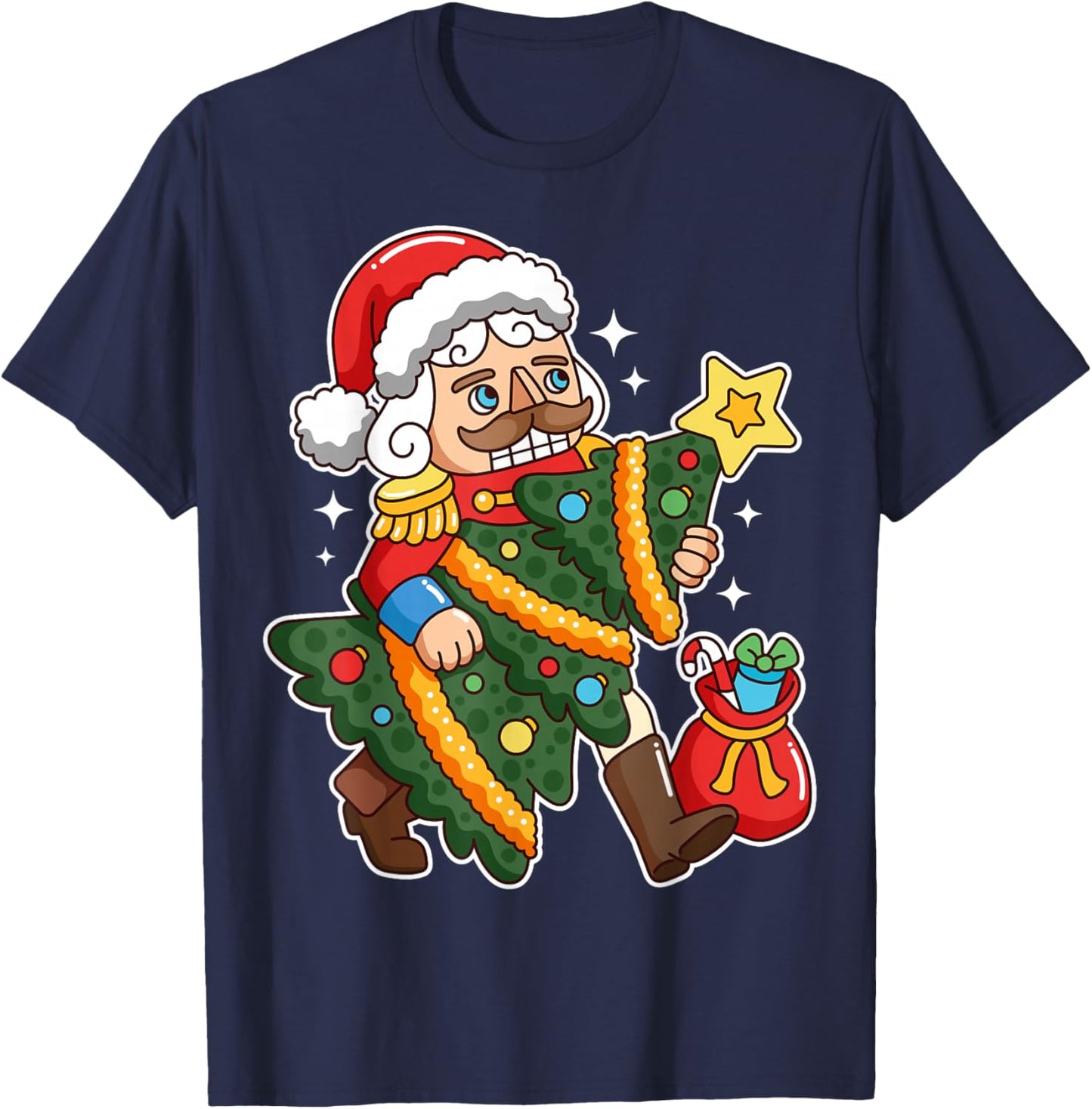 Nutcracker Christmas Tree Funny Festive Holiday Ballet Dance T-Shirt - T-Shirt | Navy