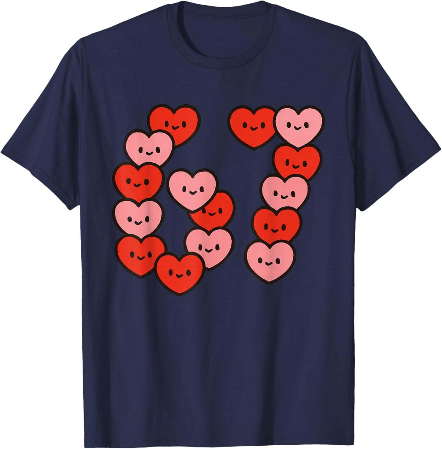 67 Valentine Hearts Funny Six Seven Meme Women Girls Kids T-Shirt - T-Shirt | Navy