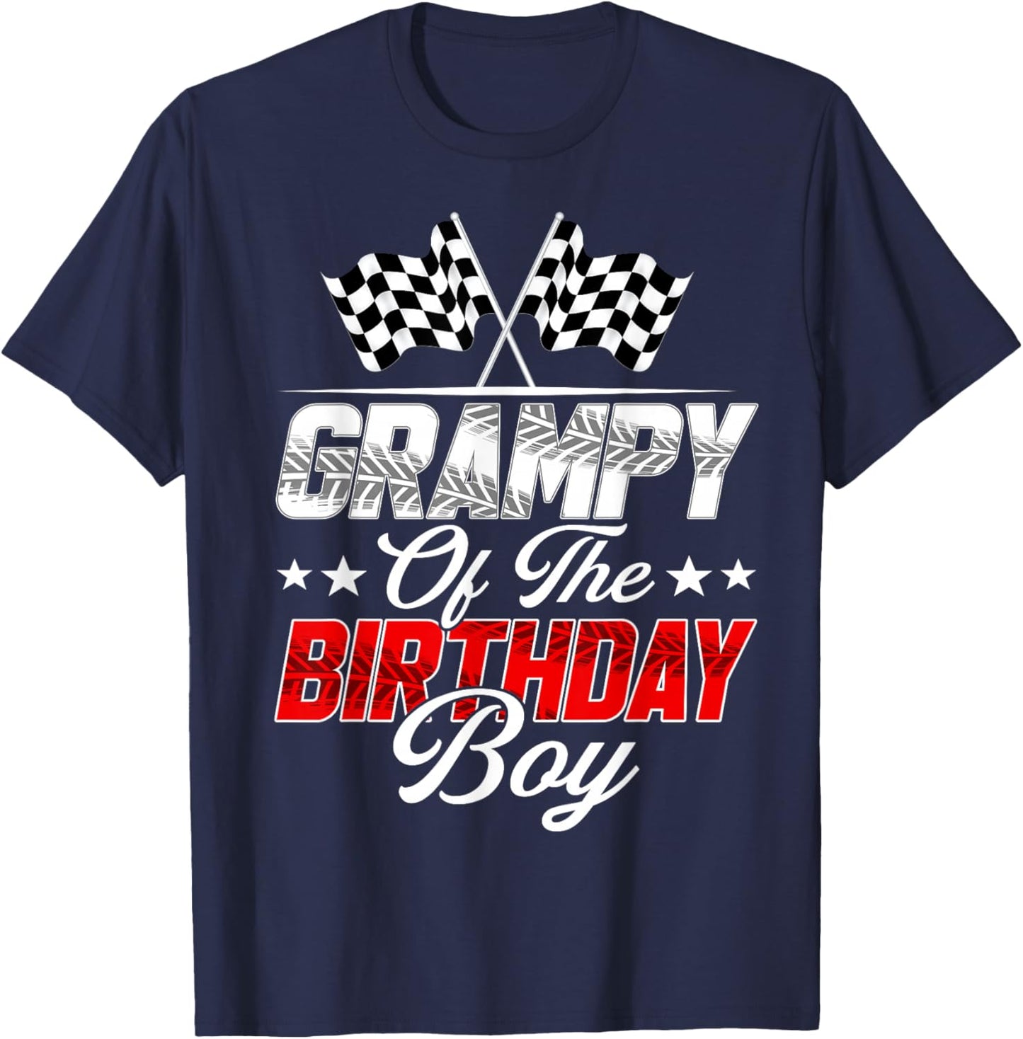Race Car Grampy of The Birthday Boy Racing Family Pit Crew T-Shirt - T-Shirt | Navy