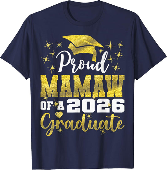 Super Proud Mamaw of 2026 Graduate Senior Graduation Family T-Shirt - T-Shirt | Navy