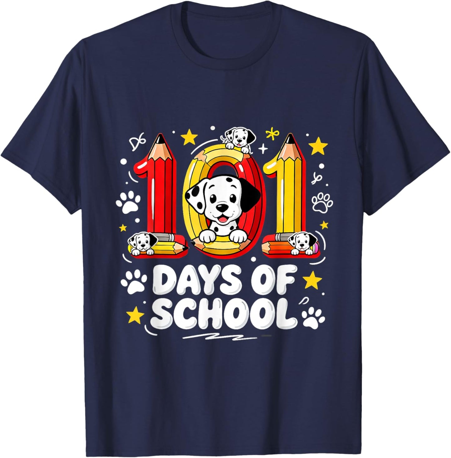 101 Days of School Cute Puppy Classroom Design T-Shirt - T-Shirt | Navy