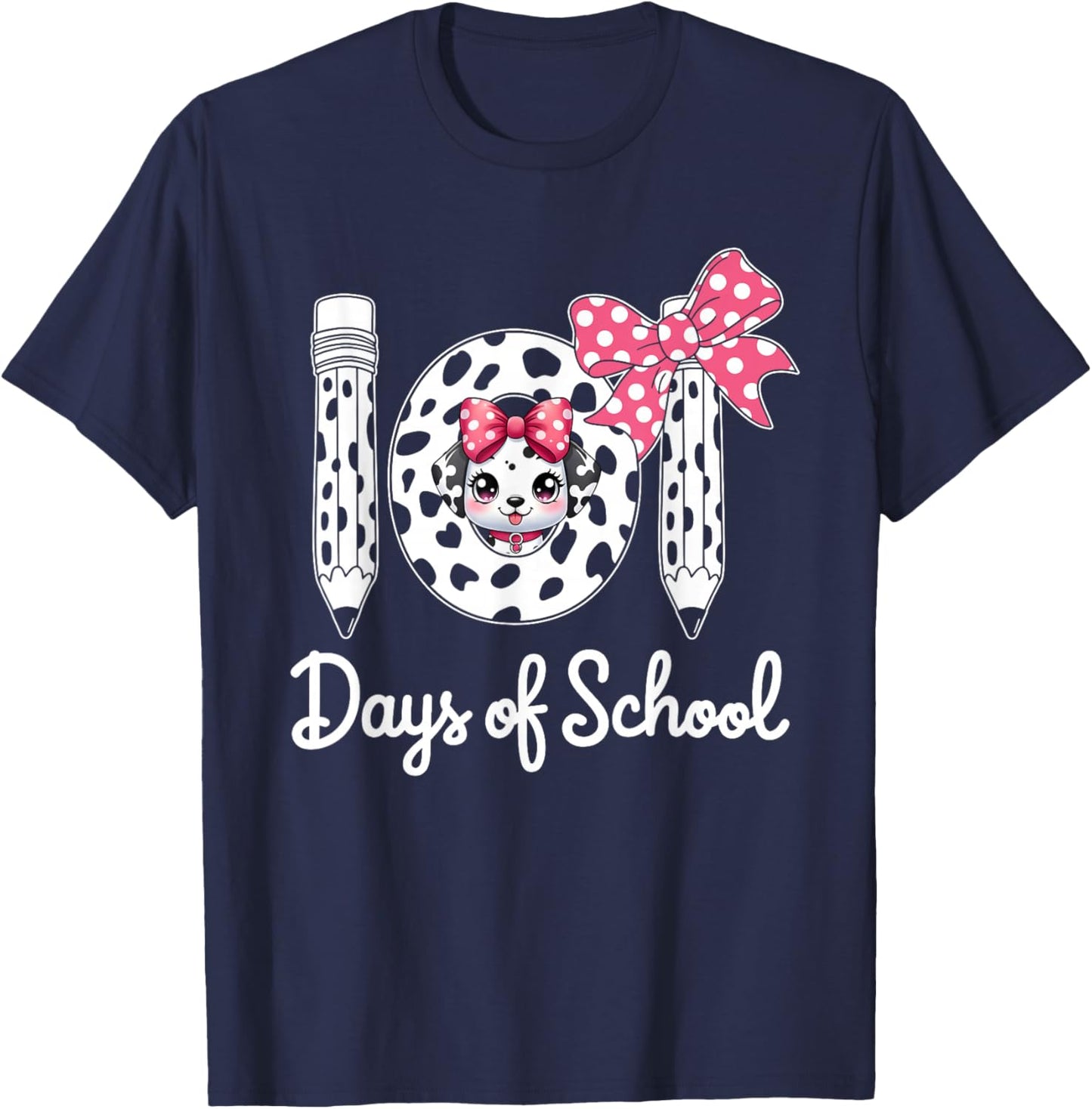 Happy 101 Days School Cute Dog 100 Days Smarter Student Kids T-Shirt - T-Shirt | Navy