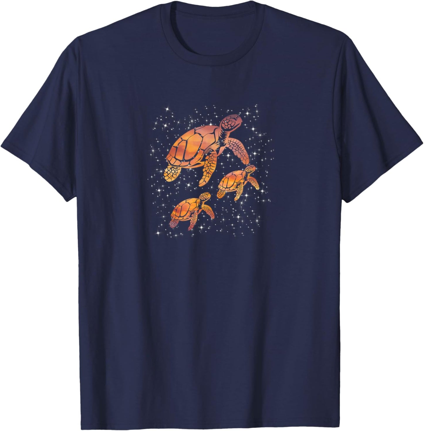Cosmic Sea Turtles Starry Galaxy T-Shirt - T-Shirt | Navy