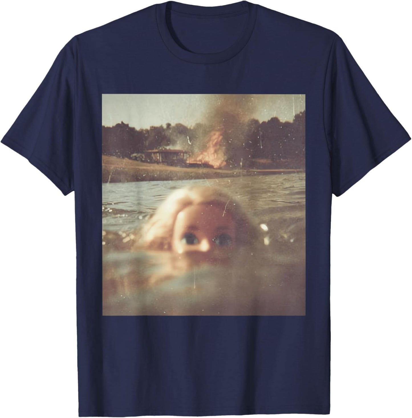 Funny Doll Face Swimming Meme T-Shirt - T-Shirt | Navy