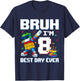 Bruh I’m 8 Colorful Block Character Birthday Kids Boys T-Shirt - T-Shirt | Navy
