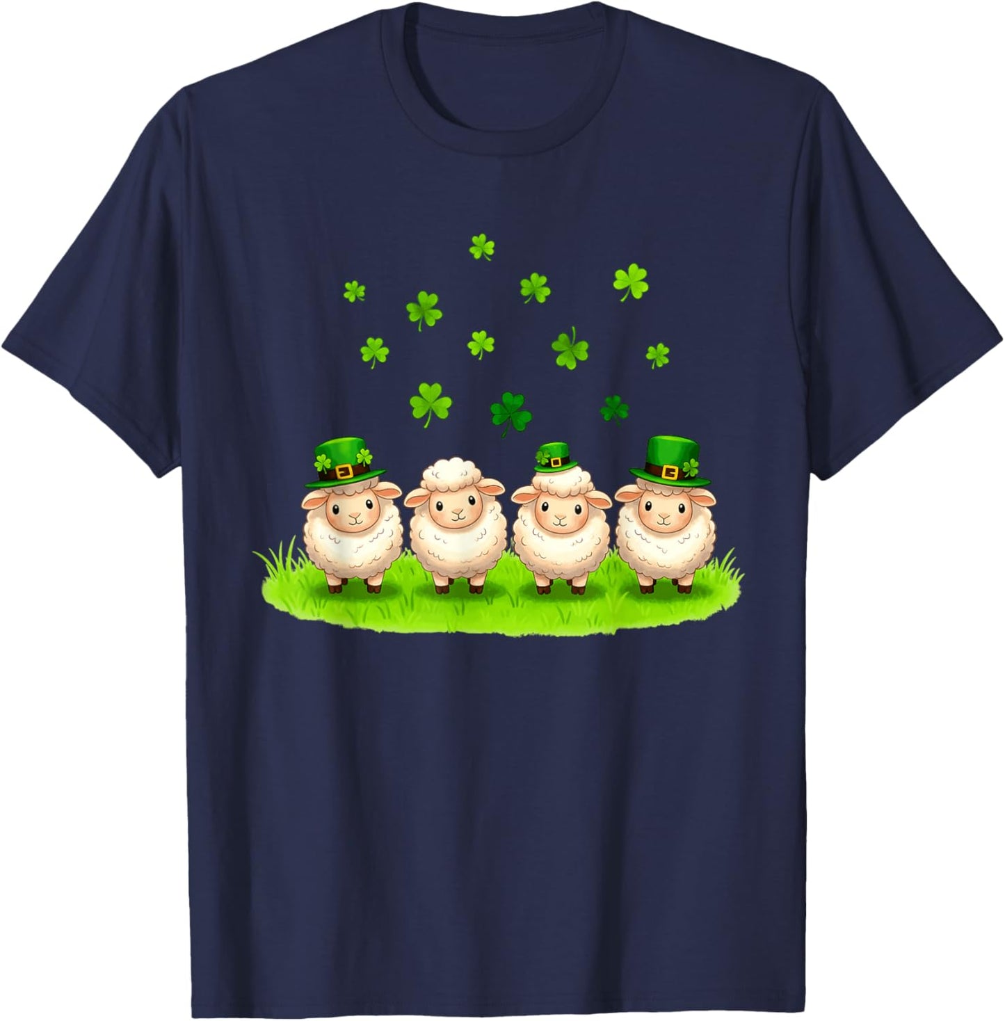 Funny Sheeps Leprechaun Shamrocks St Patrick's Day Kids Boys T-Shirt - T-Shirt | Navy