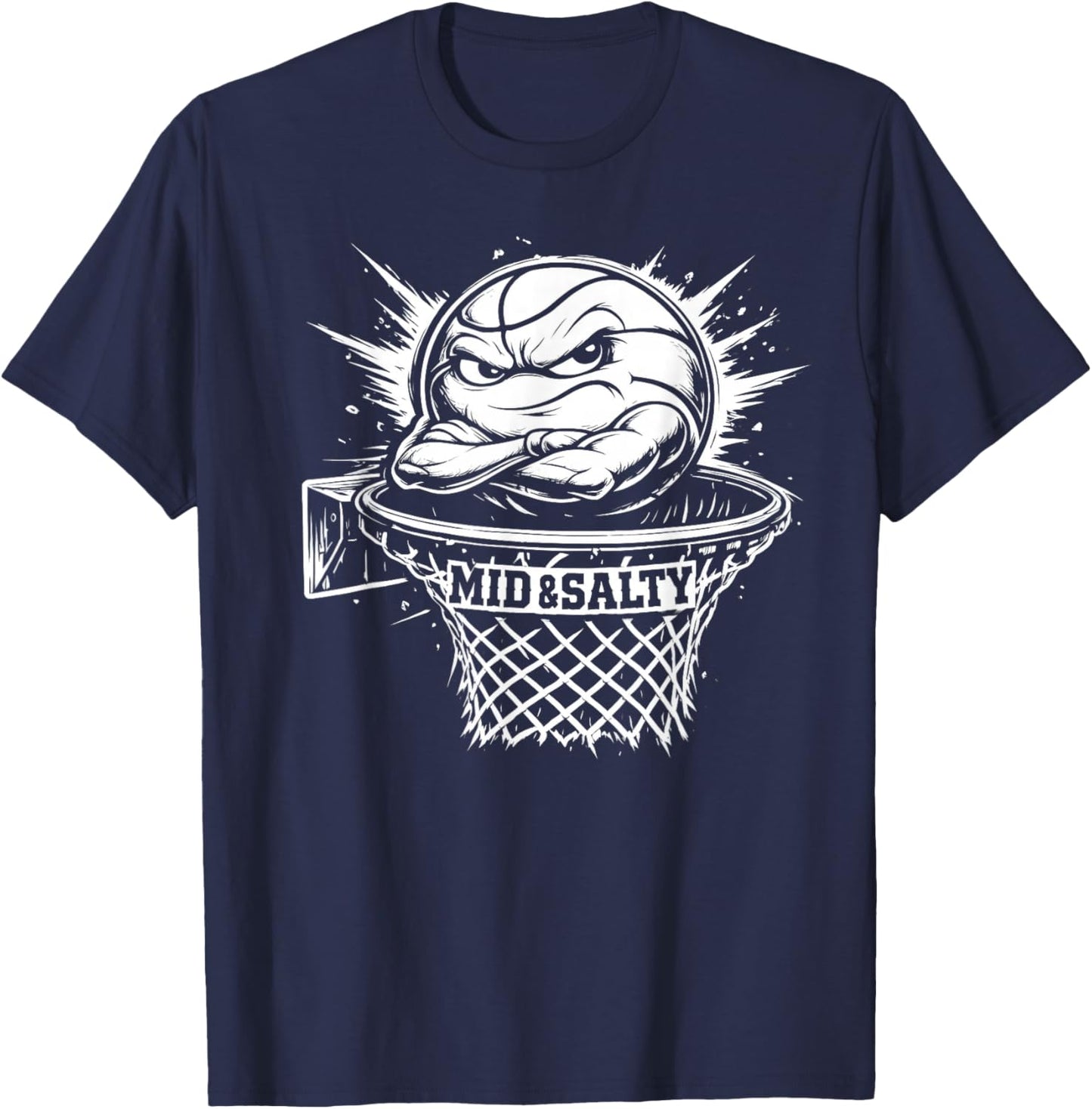 Mid and Salty Basketball Grumpy Ball T-Shirt - T-Shirt | Navy