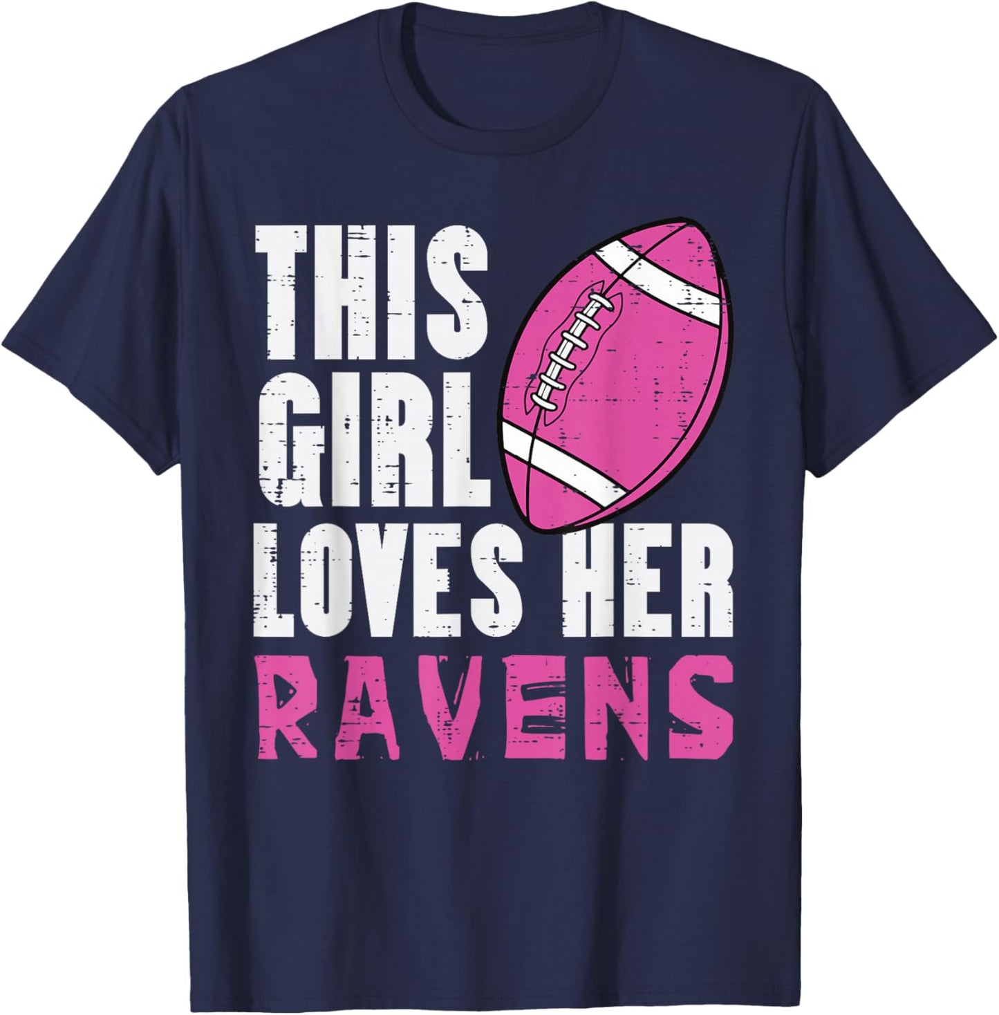 This Girl Loves Her Raven Women Kids Girls Youth Teen T-Shirt - T-Shirt | Navy