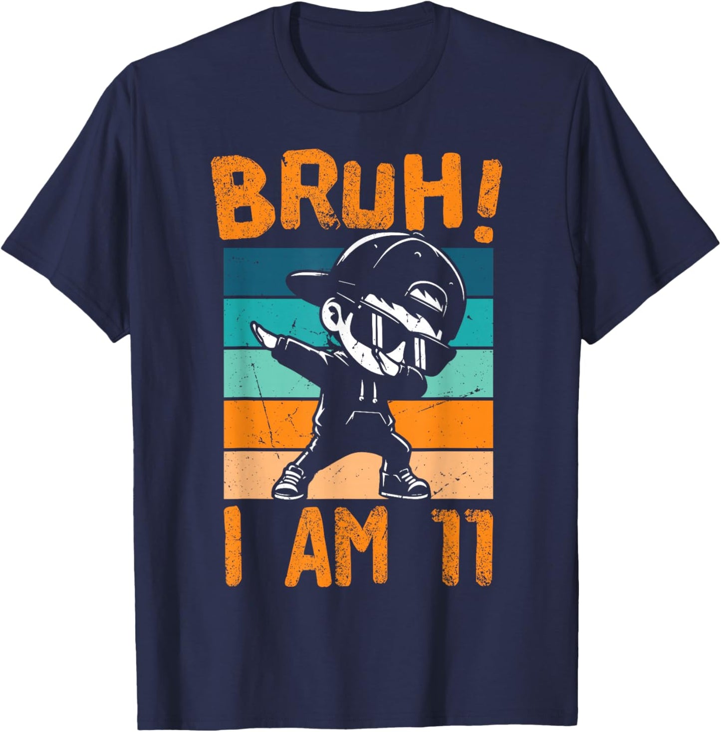 Bruh I Am 11 Year Old Dabbing Boy 11th Birthday Decorations T-Shirt - T-Shirt | Navy