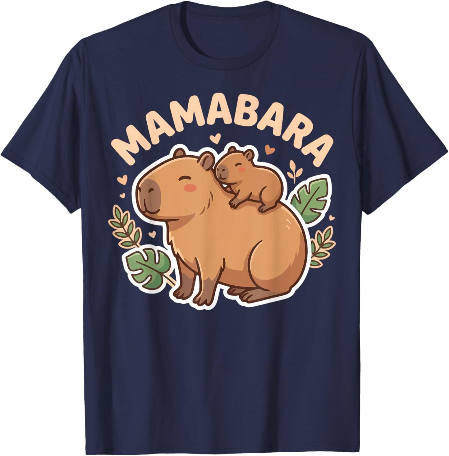 Mamabara Capybara Mother T-Shirt - T-Shirt | Navy