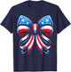 Coquette Bow Ribbon Red White Blue USA Flag 4th of July T-Shirt - T-Shirt | Navy