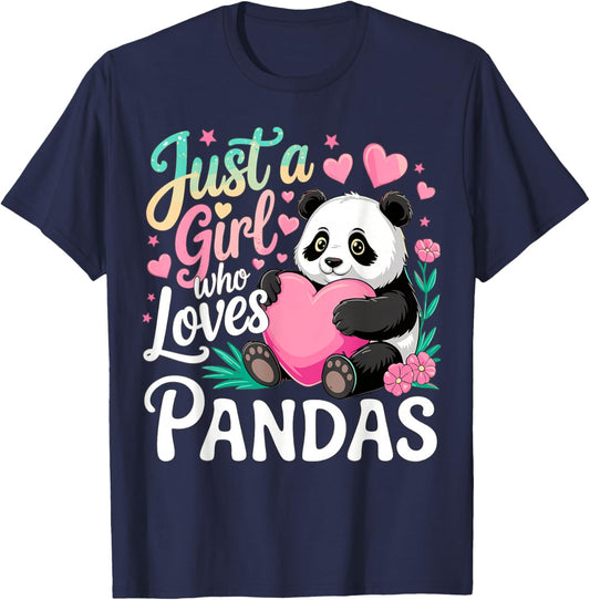 Panda Lover Just A Girl Who Loves Pandas T-Shirt - T-Shirt | Navy