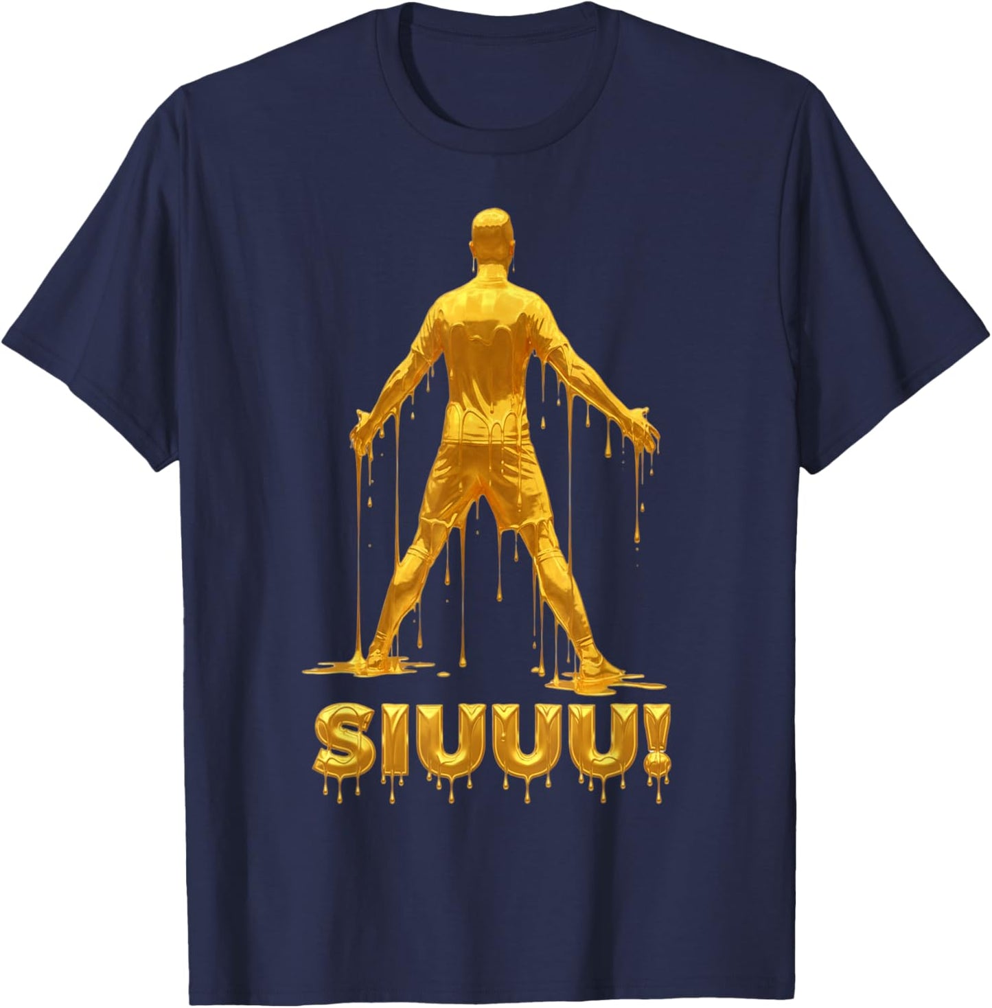 Siuu Funny Soccer Football Kids Boys Gold-Drip Soccer Player T-Shirt - T-Shirt | Navy