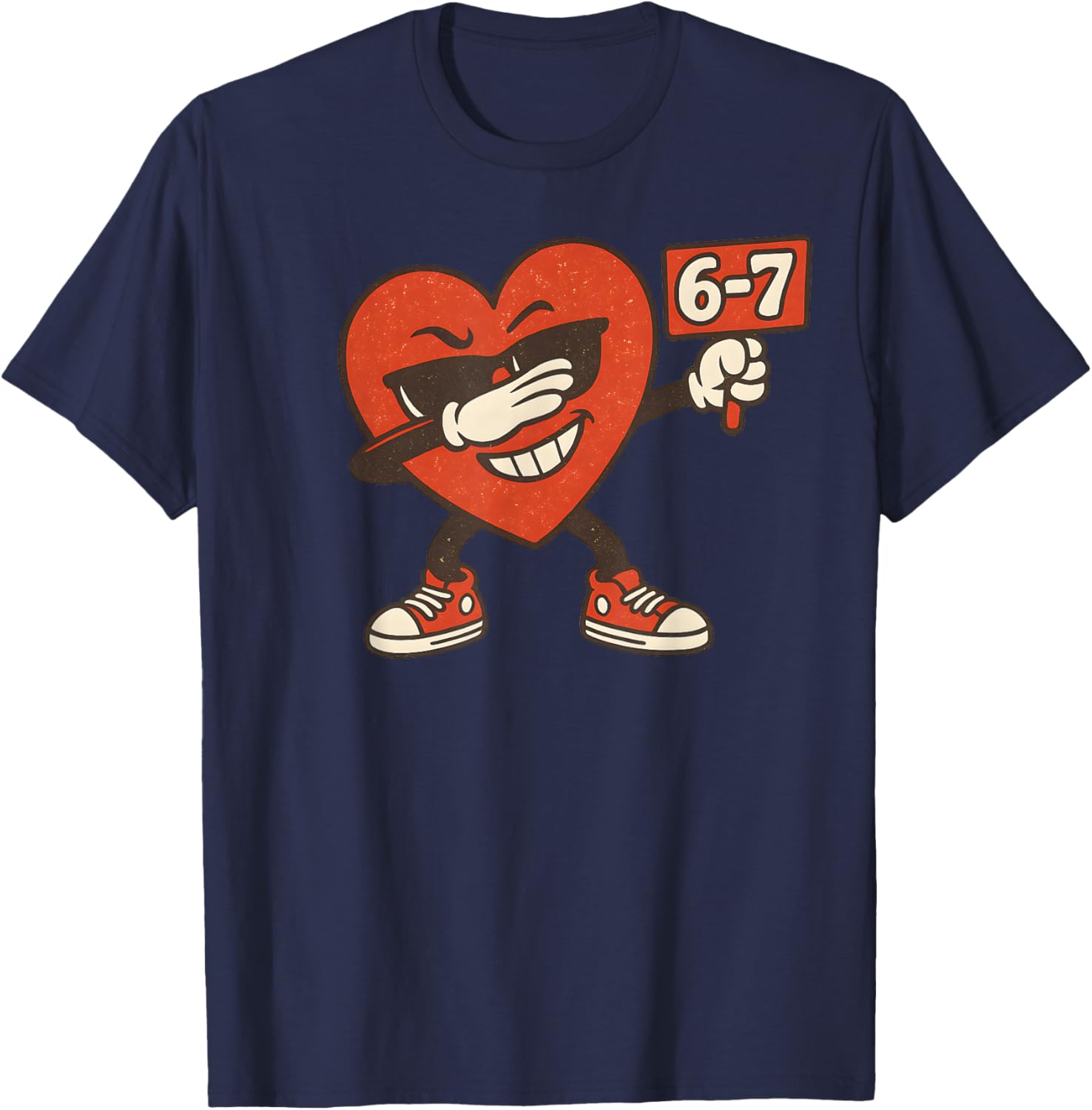 67 Valentin'es Day Heart Girls Boys Kids 6 7 Meme Six Seven T-Shirt - T-Shirt | Navy
