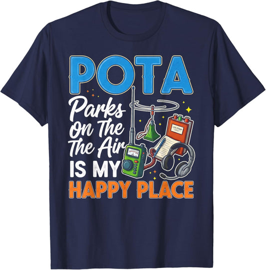 POTA Parks on The Air is My Happy Place Amateur Radio QCodes T-Shirt - T-Shirt | Navy