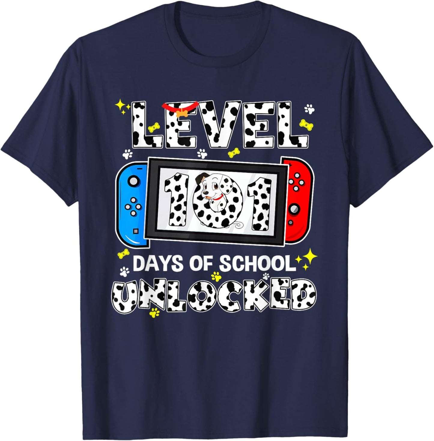 Level Unlocked 100 Days of School 101 Days Game Controller T-Shirt - T-Shirt | Navy