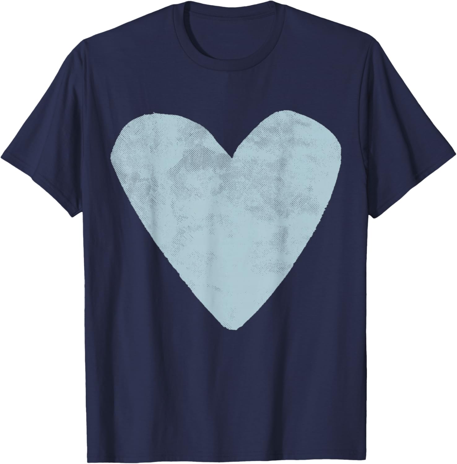 Cute Valentines Day Designer Heart Pastel Blue Valentine T-Shirt - T-Shirt | Navy