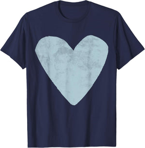 Cute Valentines Day Designer Heart Pastel Blue Valentine T-Shirt - T-Shirt | Navy
