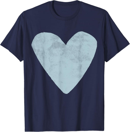 Cute Valentines Day Designer Heart Pastel Blue Valentine T-Shirt - T-Shirt | Navy