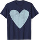 Cute Valentines Day Designer Heart Pastel Blue Valentine T-Shirt - T-Shirt | Navy