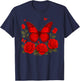 Red Butterfly Rose Flowers T-Shirt - T-Shirt | Navy